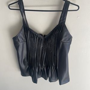 Black leather peplum shirt purchased at Anthropology